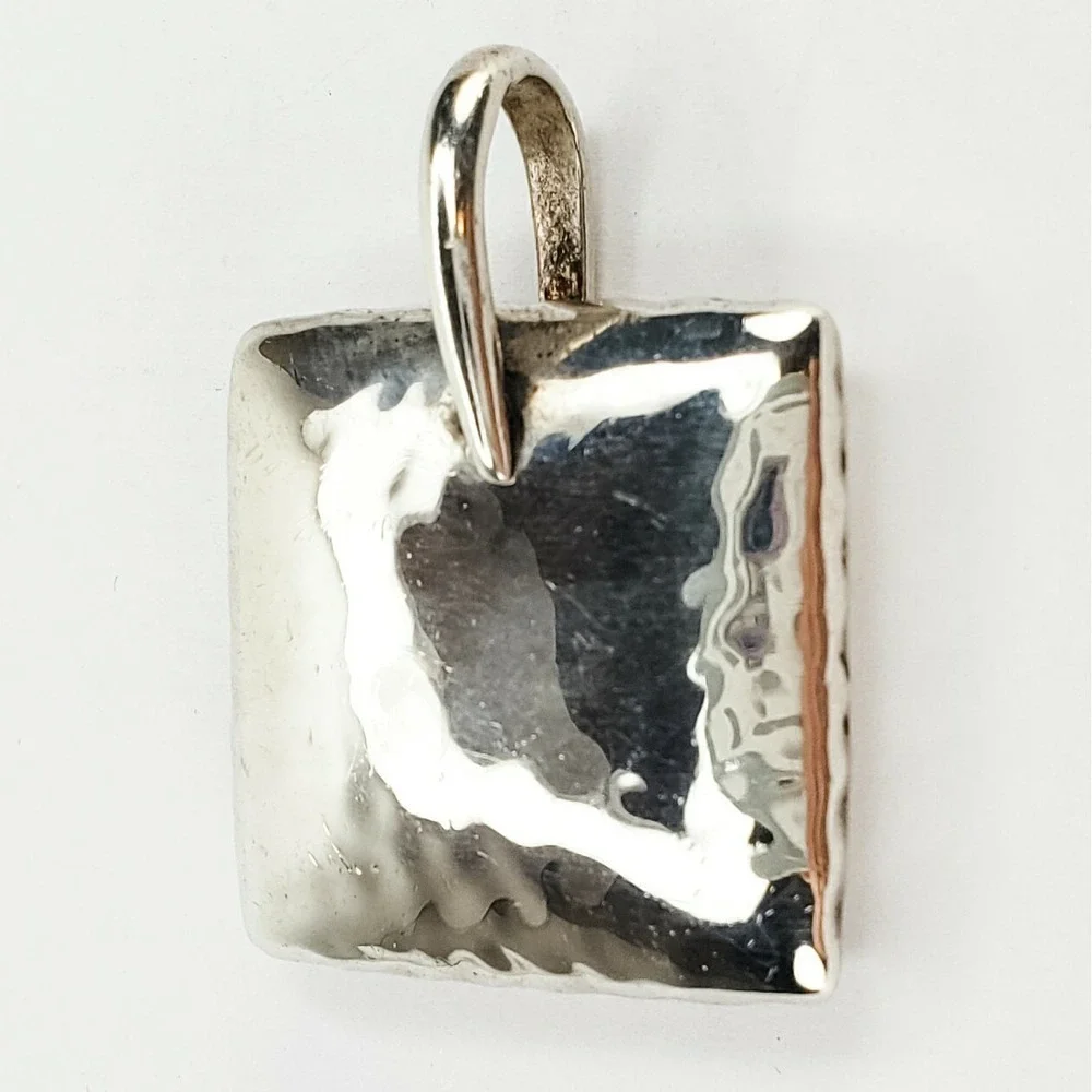 Silpada Pendant Sterling Silver 925 Hammered‎ Square Heavy Large Bail